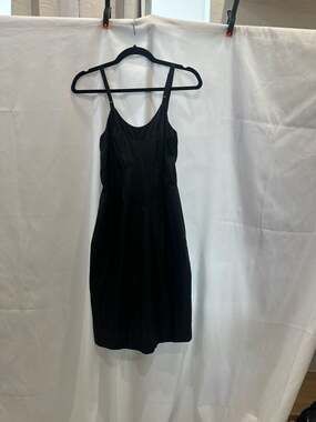 Vintage American Maid Black Taffeta Slip Dress Size 36 S